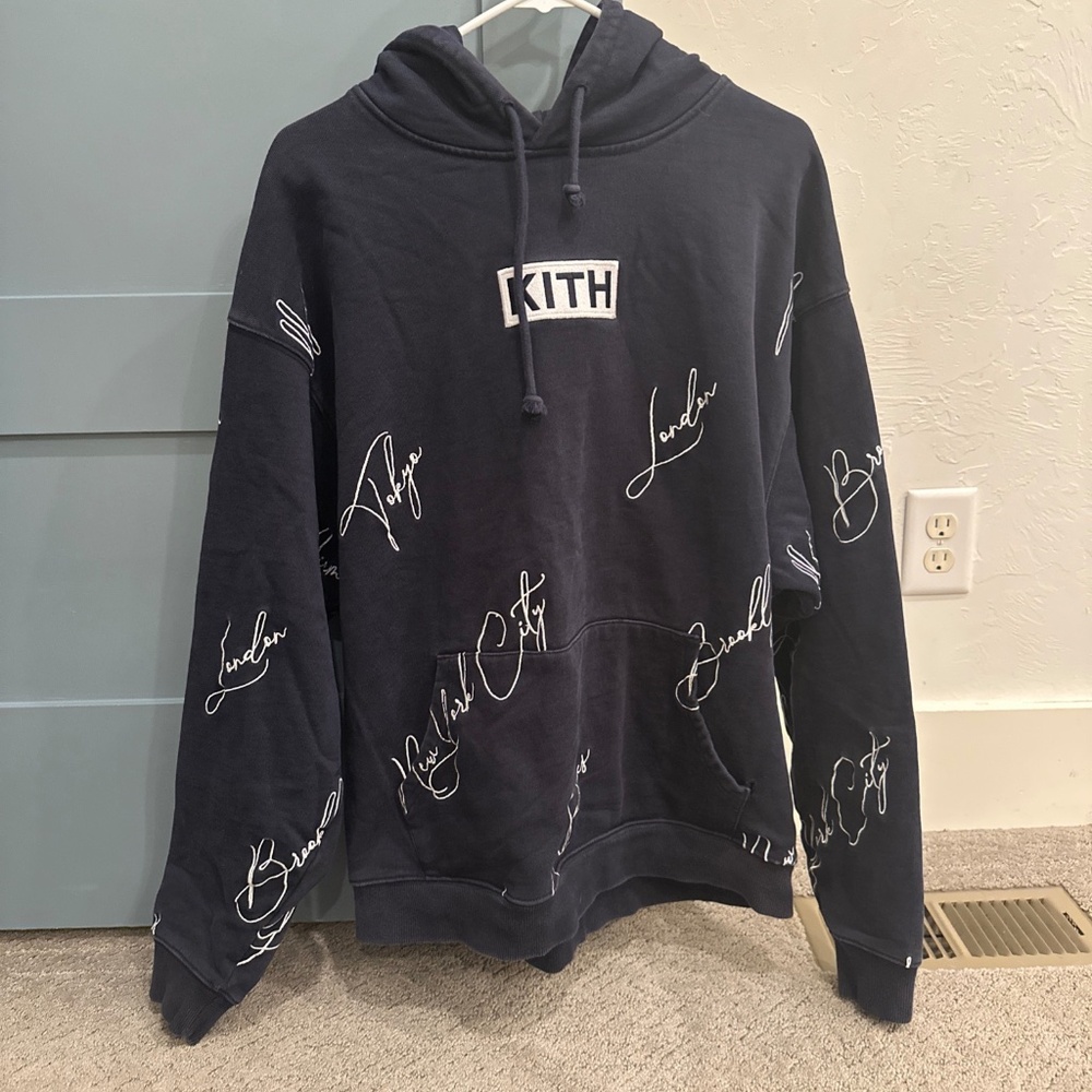 Kith City Script Hoodie in black cotton AUTHENTIC